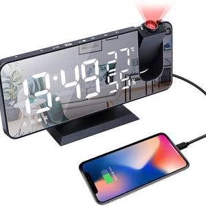 LED Projection Digital Alarm Clock Phone Charger