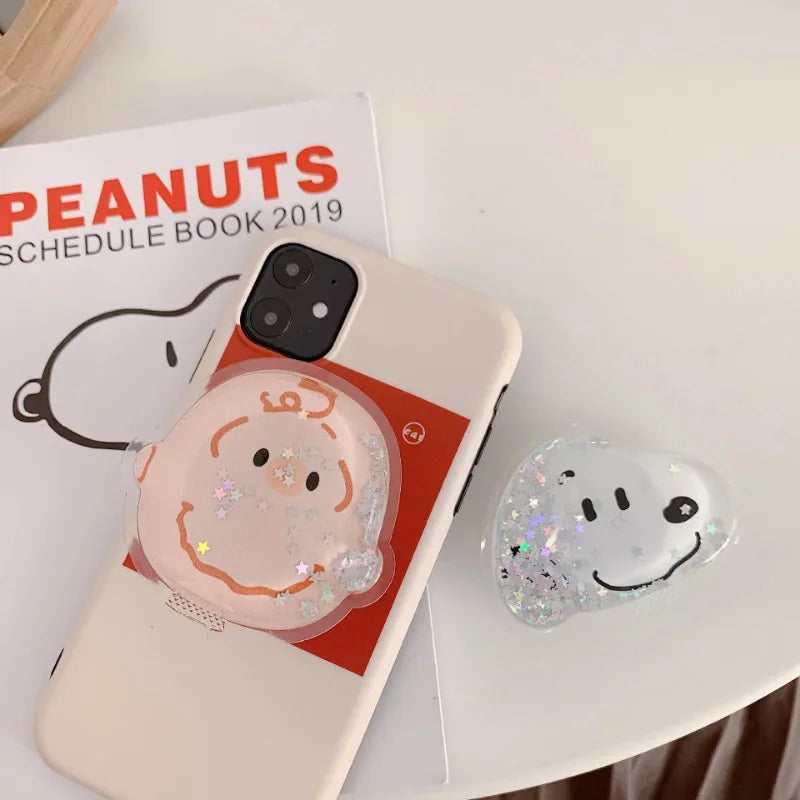 Snoopy Mobile Phone Holder Bracket Girls Finger Ring Stand Retractable Air Sac Finger Holder for IPhone Phone Accessories Gifts