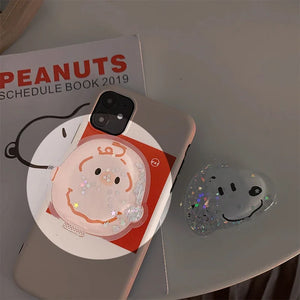 Snoopy Mobile Phone Holder Bracket Girls Finger Ring Stand Retractable Air Sac Finger Holder for IPhone Phone Accessories Gifts