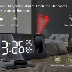 LED Projection Digital Alarm Clock Phone Charger